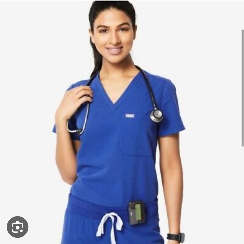 FIGS Denim Catarina Scrub Top